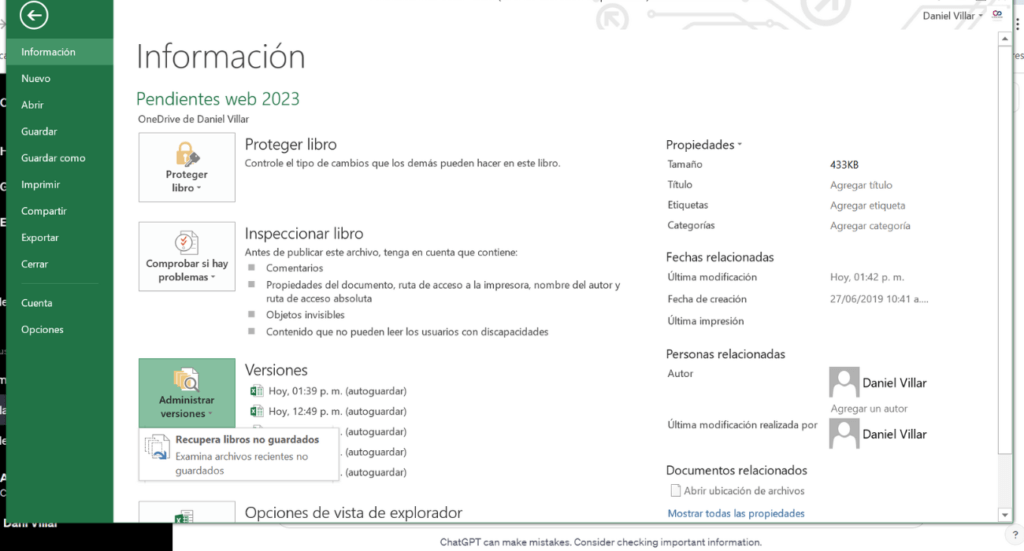 acceso a archivos de auto guardado en excel