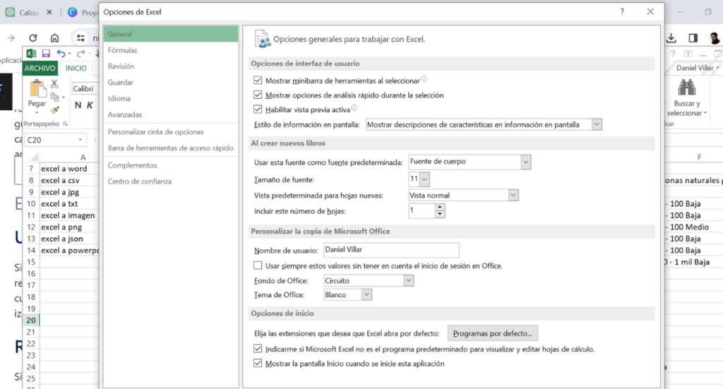 configuración de auto guardado de excel