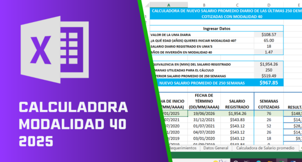 Calculadora Modalidad 40 Excel 2025