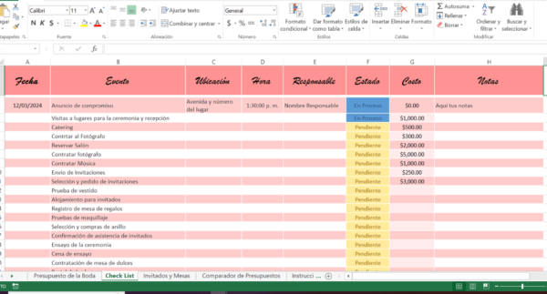 excel boda